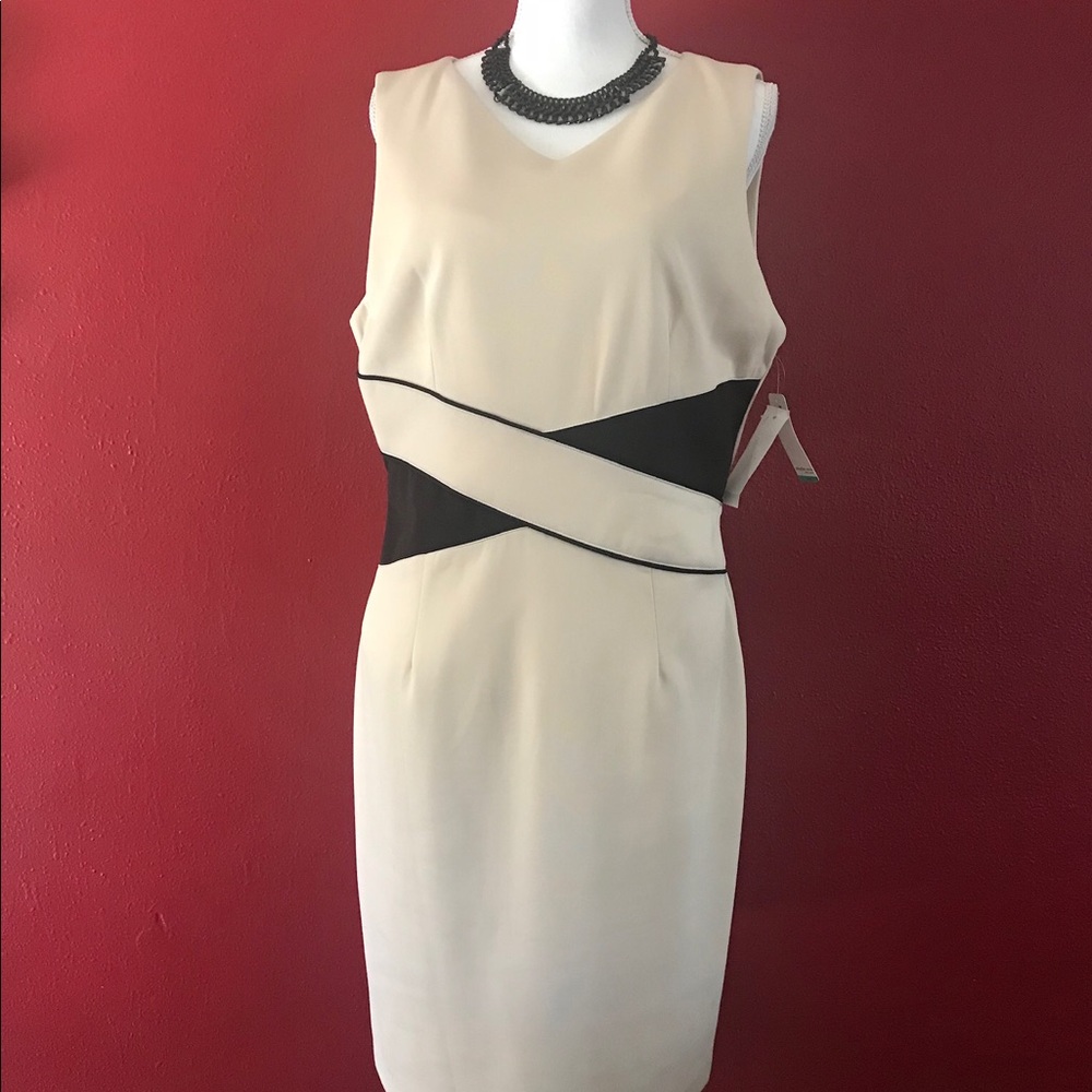 NWT: Studio One, Beige dress w/ black accents Sz16